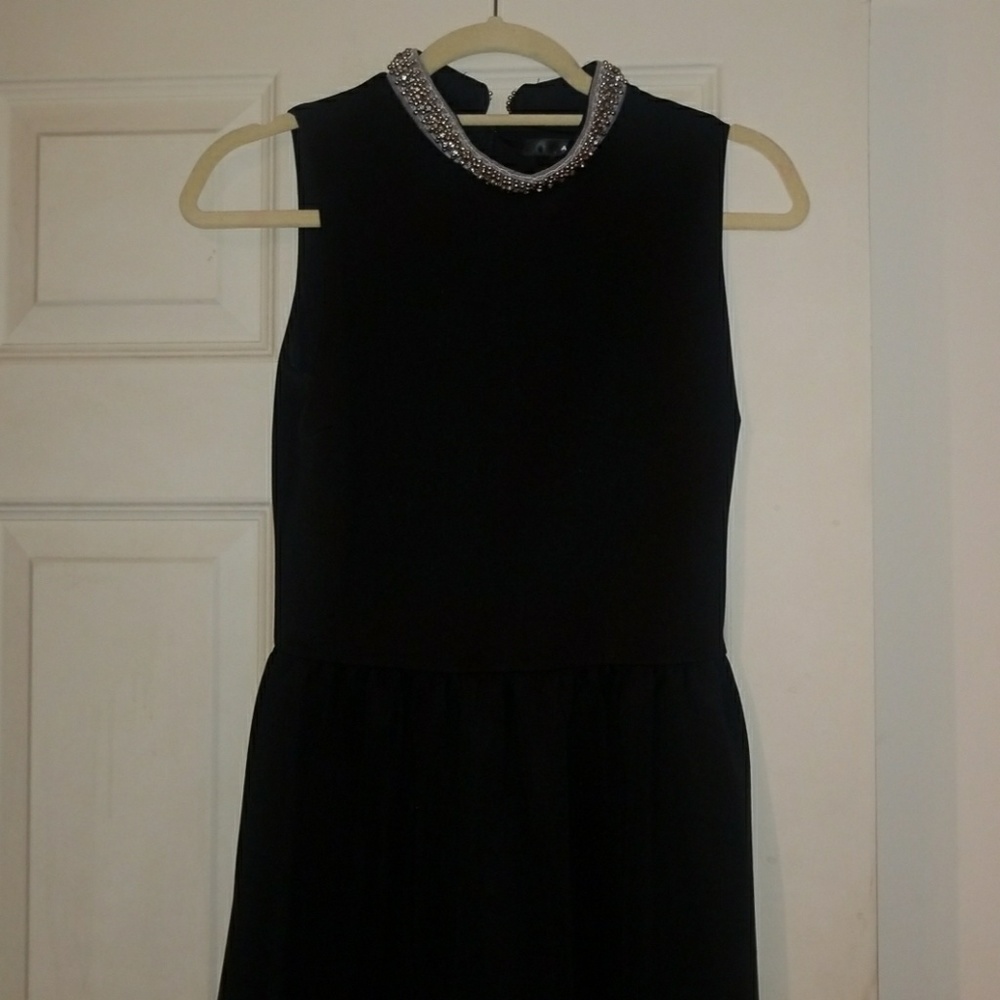 Beaded and rhinestone collar dress
